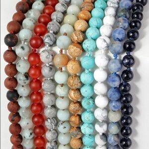 Turquoise Natural Stone Long Beaded Necklace